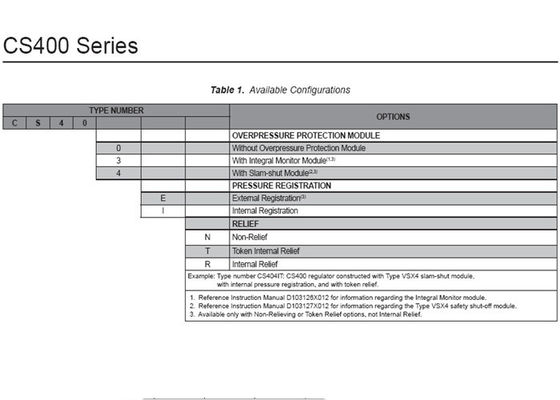 CS400 Fisher Gas Regulator Direct Operated a mola para a caldeira de gás
